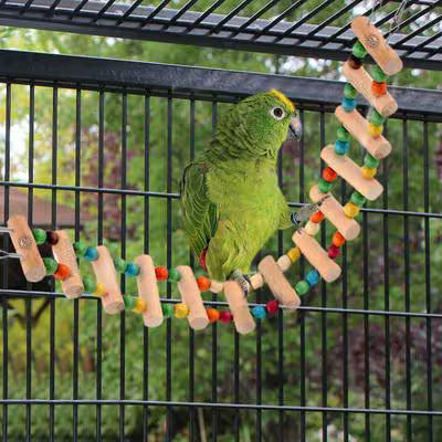 SunGrow Wooden Bird Ladder Bridge & Swing Perch – 20 in