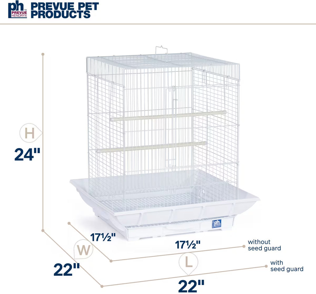 Prevue Pet Products Clean Life Bird Cage with Seed Guard – White